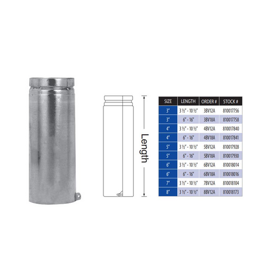 DuraVent 12 Inch B-Vent Adjustable Pipe - 8BV12A