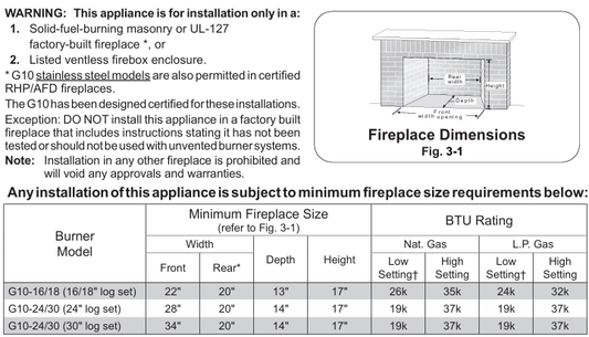 RealFyre G10 Series 24-30 Inch Stainless Vent-Free Gas Log Set - G10-24-30-15-SS