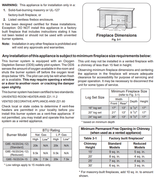 RealFyre G8E Series 16-24 Inch Reduced BTU Vent-Free Gas Log Set - G8E-16-20-24R-12