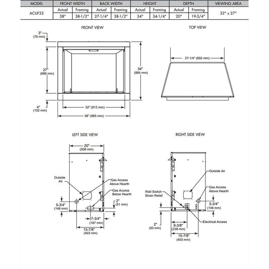 Monessen Attribute 32 Vent Free Firebox - ACUF32-BD