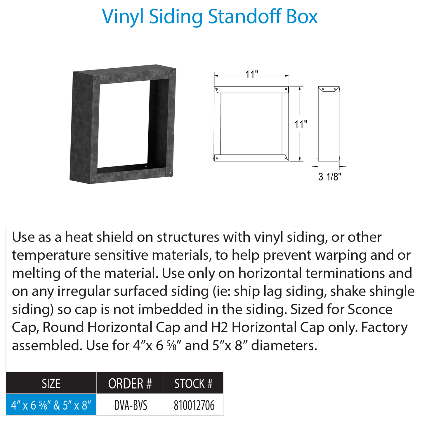 DuraVent Direct Vent Pro DV Vinyl Siding Standoff Box | DVA-BVS