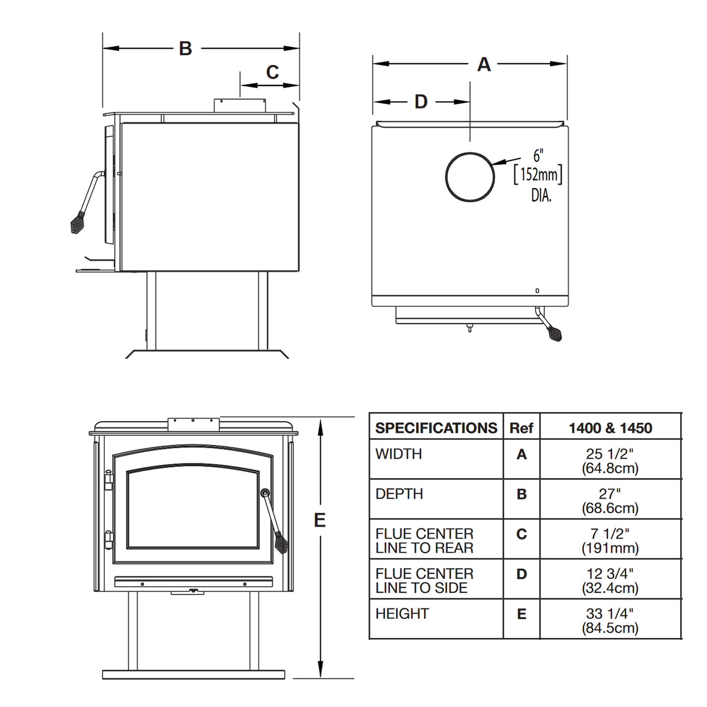 Napoleon Independence 1450M Metallic Black Medium Wood Stove | 1450M