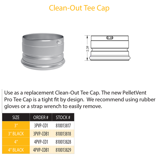 DuraVent Pellet Vent Pro Clean-Out Tee Cap | 3PVP-CO1