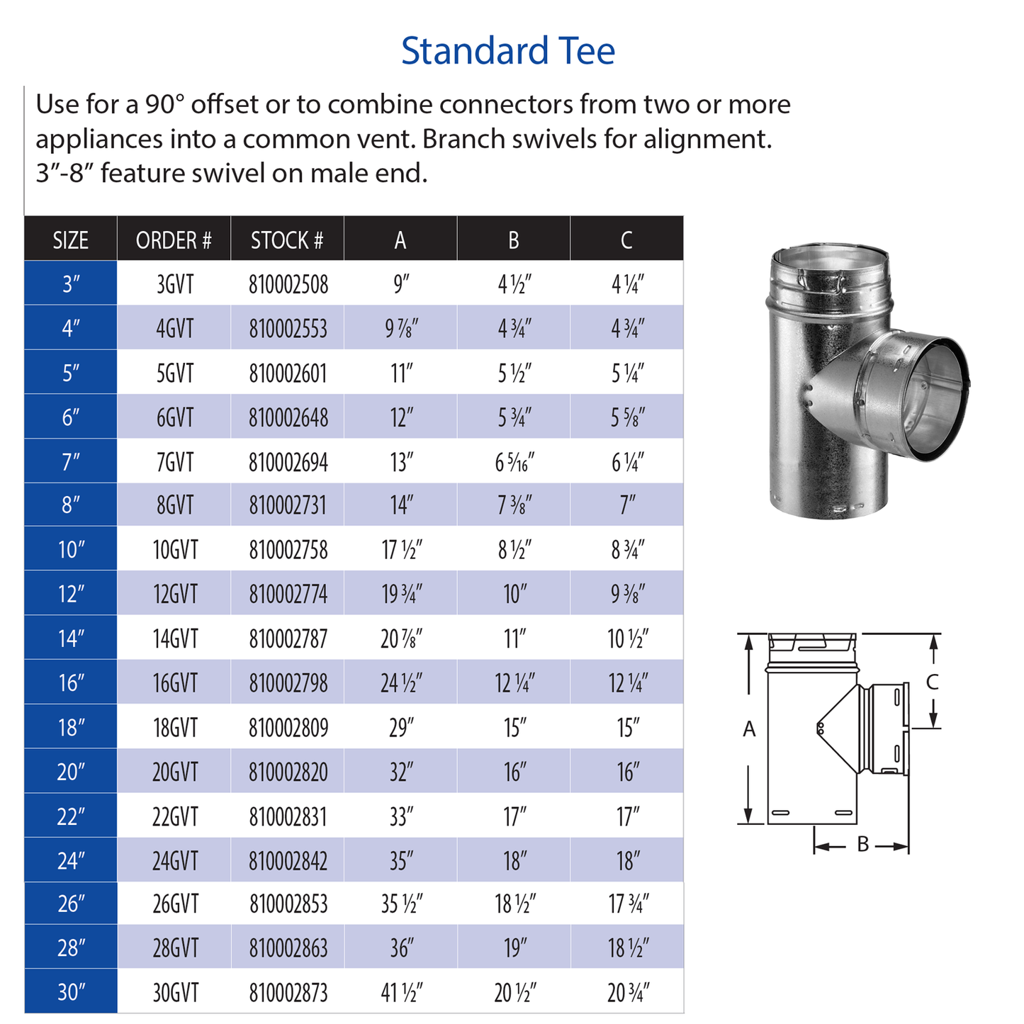 DuraVent Type B Standard Tee | 5GVT
