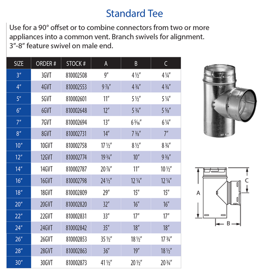 DuraVent Type B Standard Tee | 7GVT