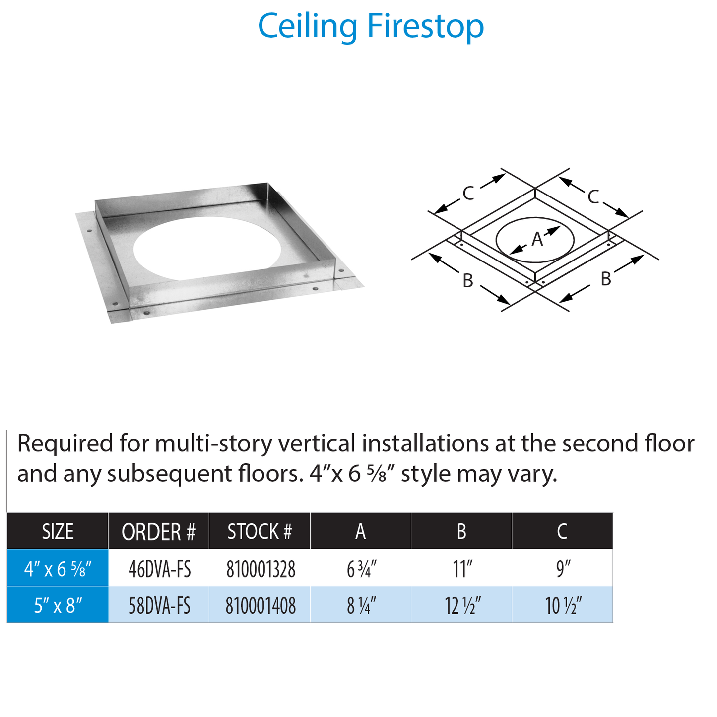 DuraVent DirectVent Pro Ceiling Firestop | 58DVA-FS