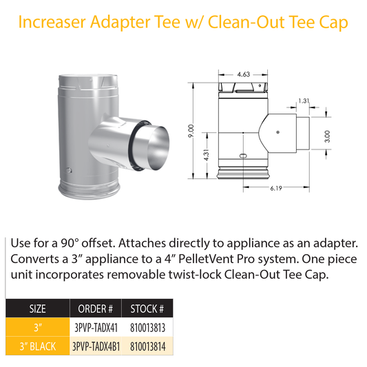 DuraVent PVP 4" diameter w /3" Adapter Branch | 3PVP-TADX41