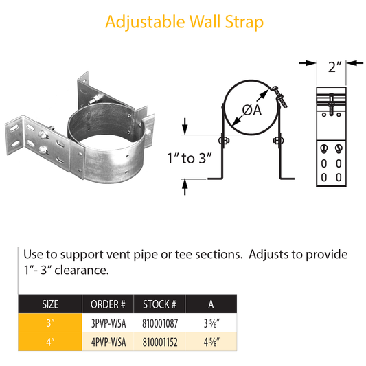 DuraVent Pellet Vent Pro Adjustable Wall Strap | 4PVP-WSA