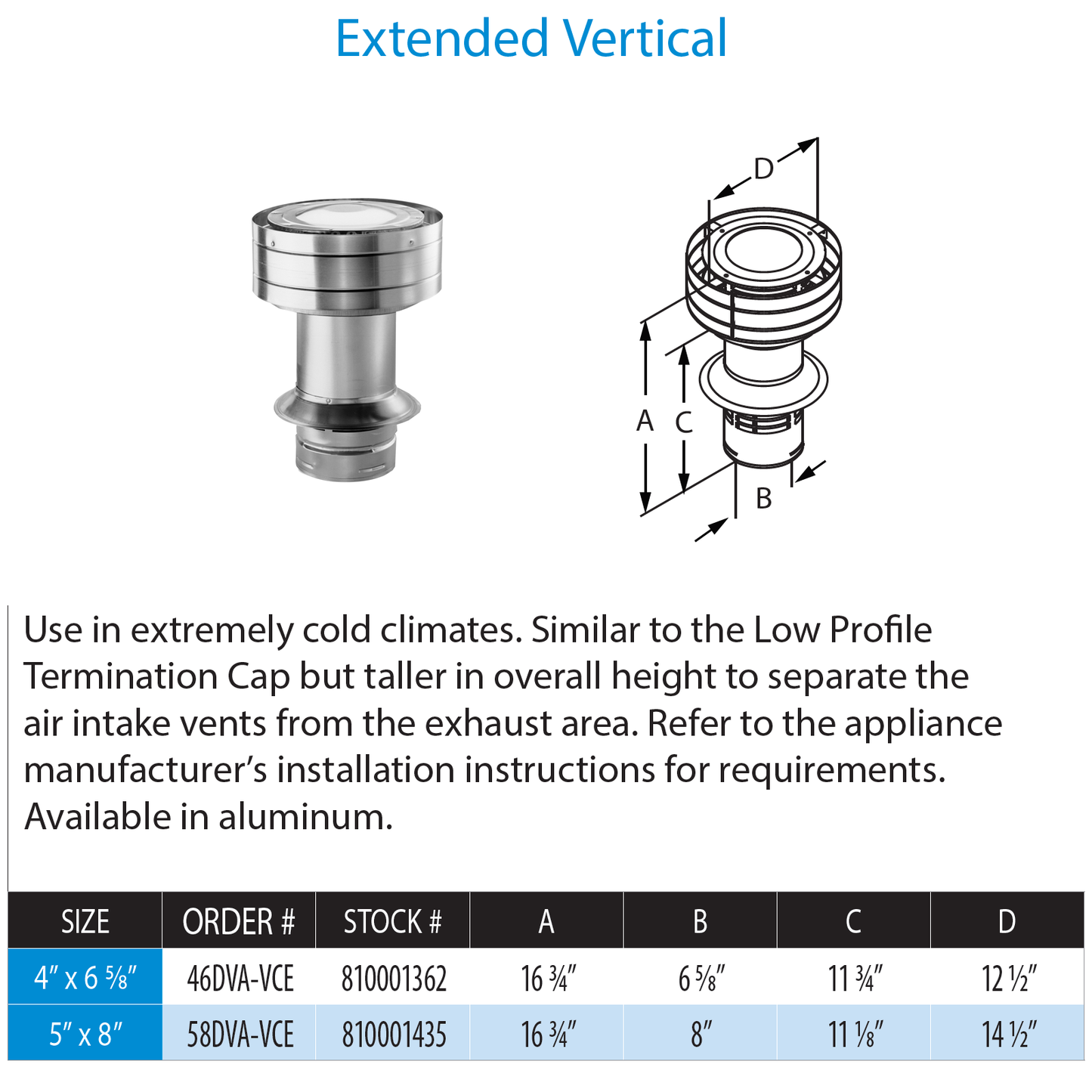 DuraVent DirectVent Pro Extended Vertical Term Cap | 58DVA-VCE