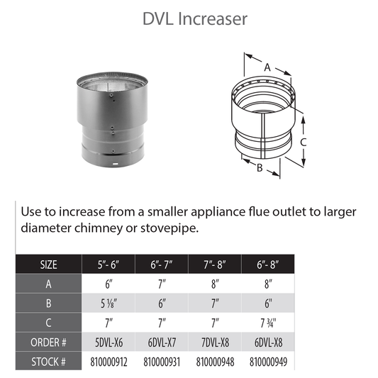 DuraVent DVL 6" Diameter Increaser 5" - 6" | 5DVL-X6