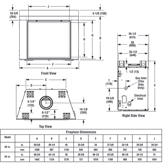 Superior 45 Inch Direct Vent Traditional Gas Fireplace | DRT6345