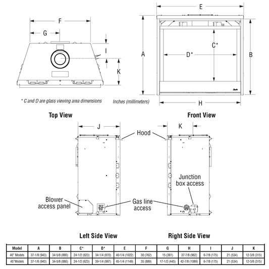 Superior 40 Inch Direct Vent Traditional Gas Fireplace | DRT4240