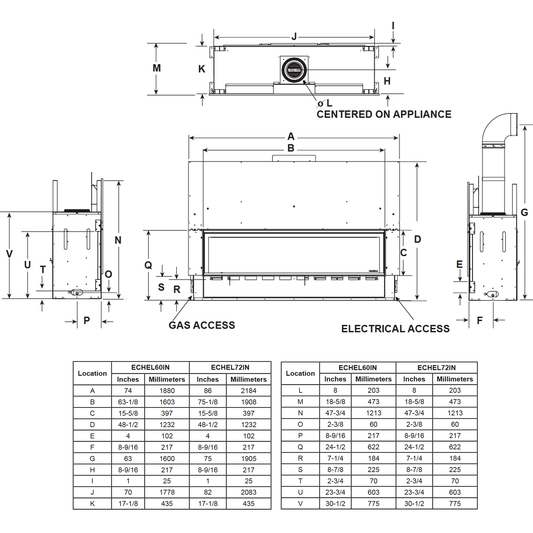 Majestic Echelon II 60 Inch Linear DV Gas Fireplace | ECHEL60IN-C