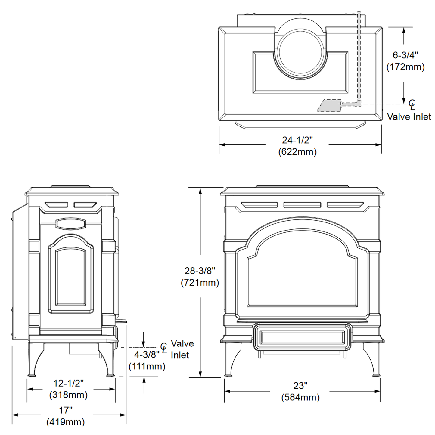 Majestic Oxford Direct Vent with Intellifire IPI Gas Stove - OXDV30-IPI