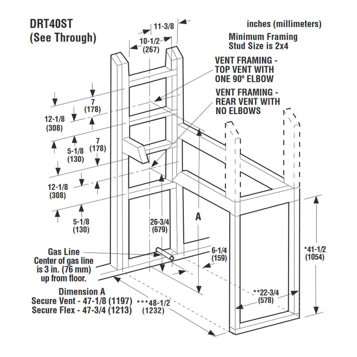 Superior 40 Inch DV Traditional See-Thru Gas Fireplace | DRT40ST