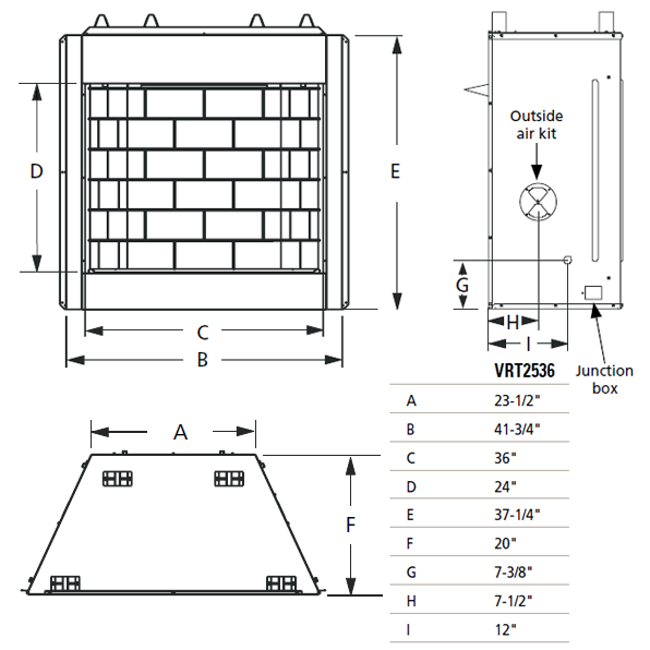 Superior 36 Inch Vent Free Gas Firebox | VRT2536
