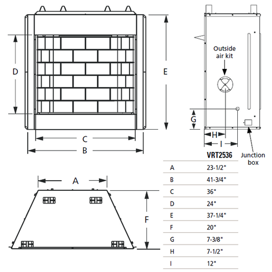 Superior 36 Inch Vent Free Gas Firebox | VRT2536