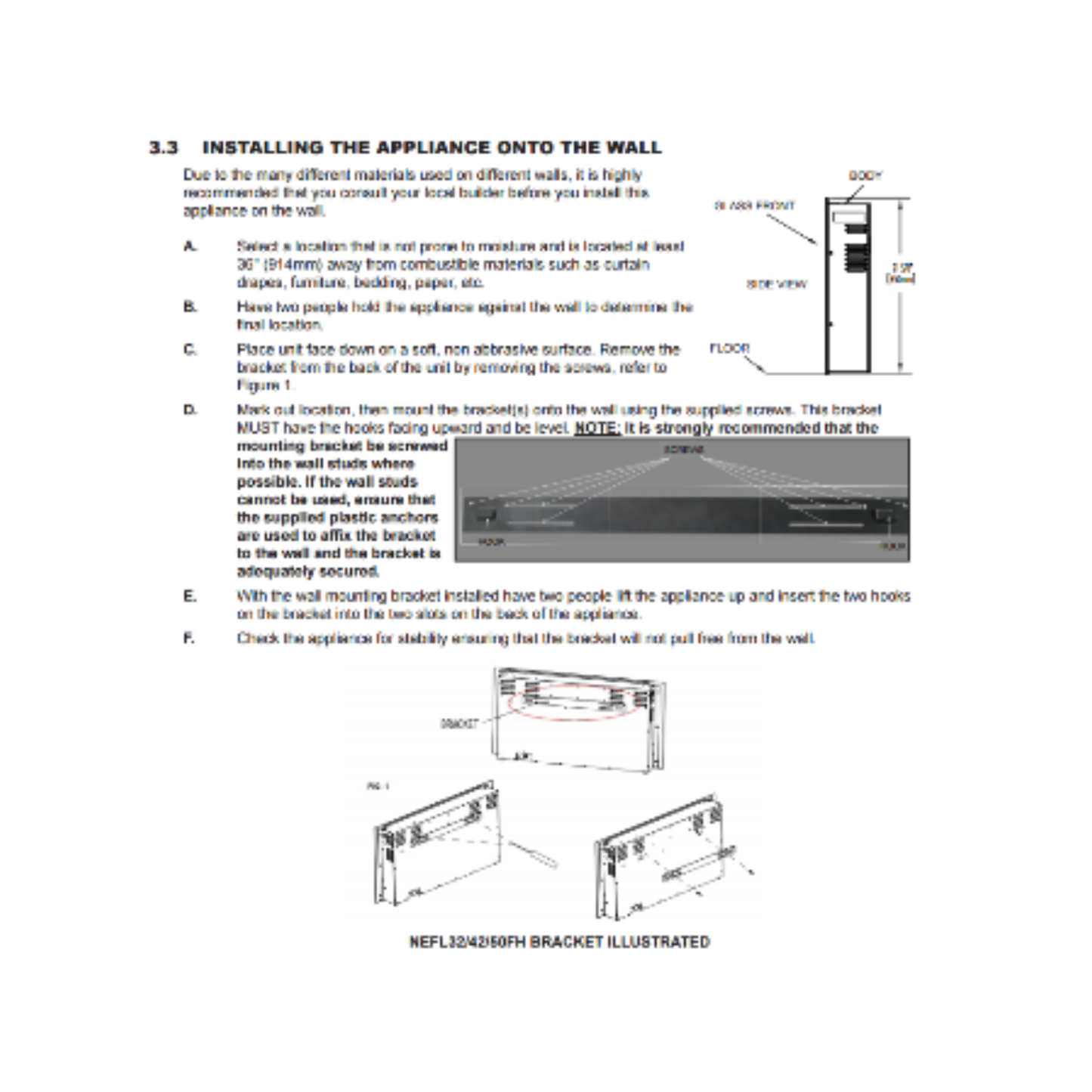 Napoleon Allure 72 inch Wall Mounted Electric Fireplace - NEFL72FH