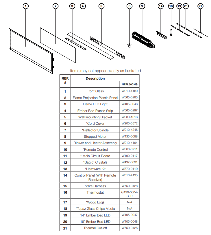 Napoleon Front Glass for NEFL50CHS Parts | W010-4189