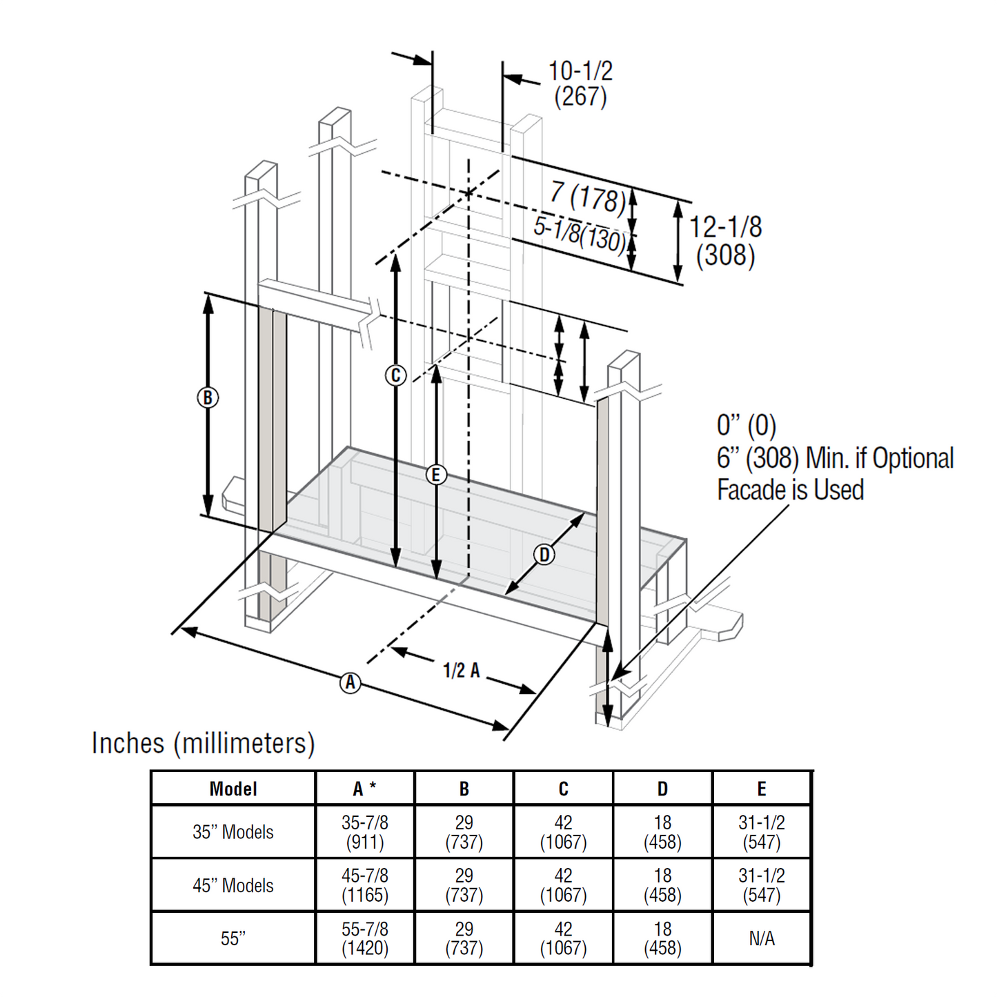Superior 55 Inch Contemporary Linear DV Gas Fireplace | DRL3555TEN