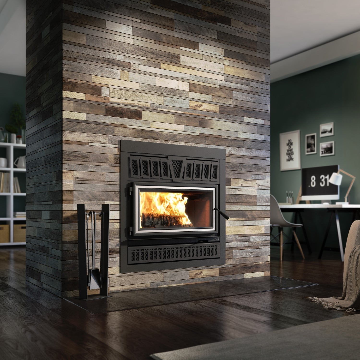 Valcourt Lafayette IIS Wood Burning Fireplace Set