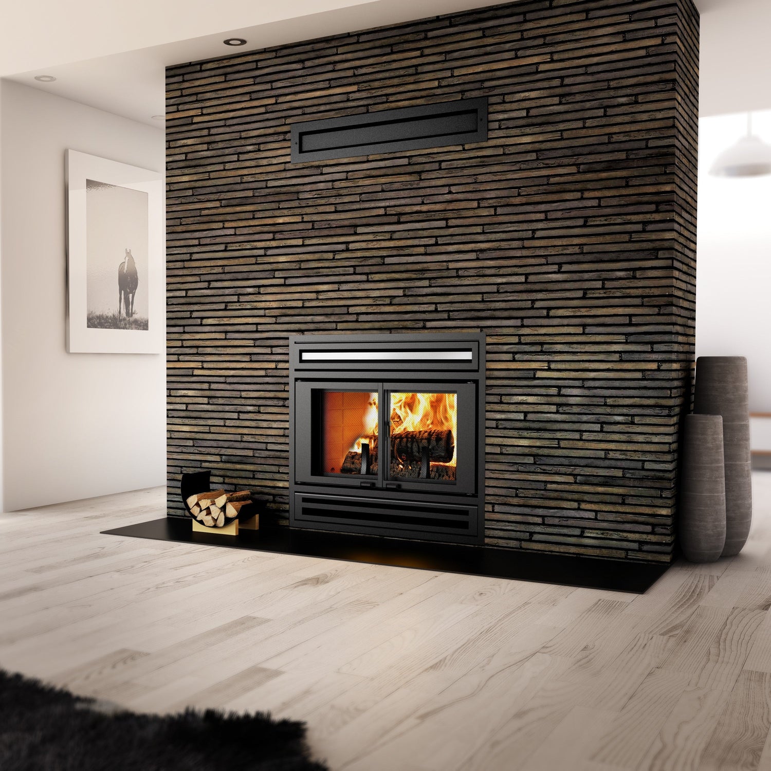 Valcourt Manoir Wood Burning Fireplace Set