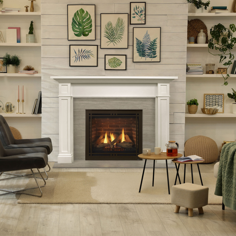 Majestic Quartz 36 Platinum Direct Vent Single-Sided Gas Fireplace-set