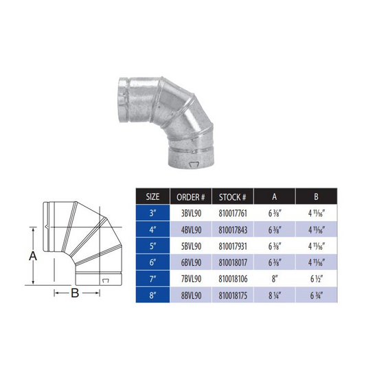 DuraVent B-Vent 90 Degree Adujustable Elbow - 8BVL90