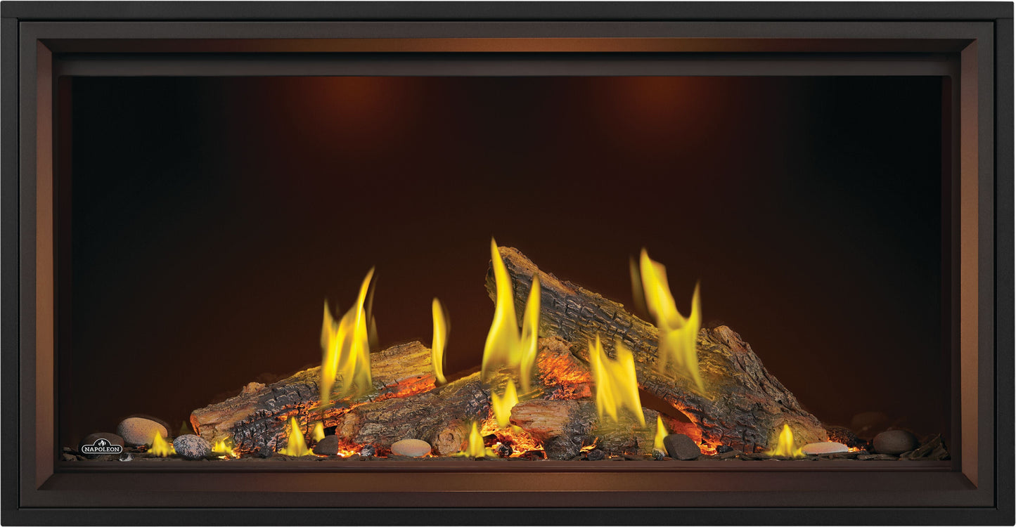 Napoleon Tall Linear Vector 50 with Luminous Logs Direct Vent Gas Fireplace - TLV50LN