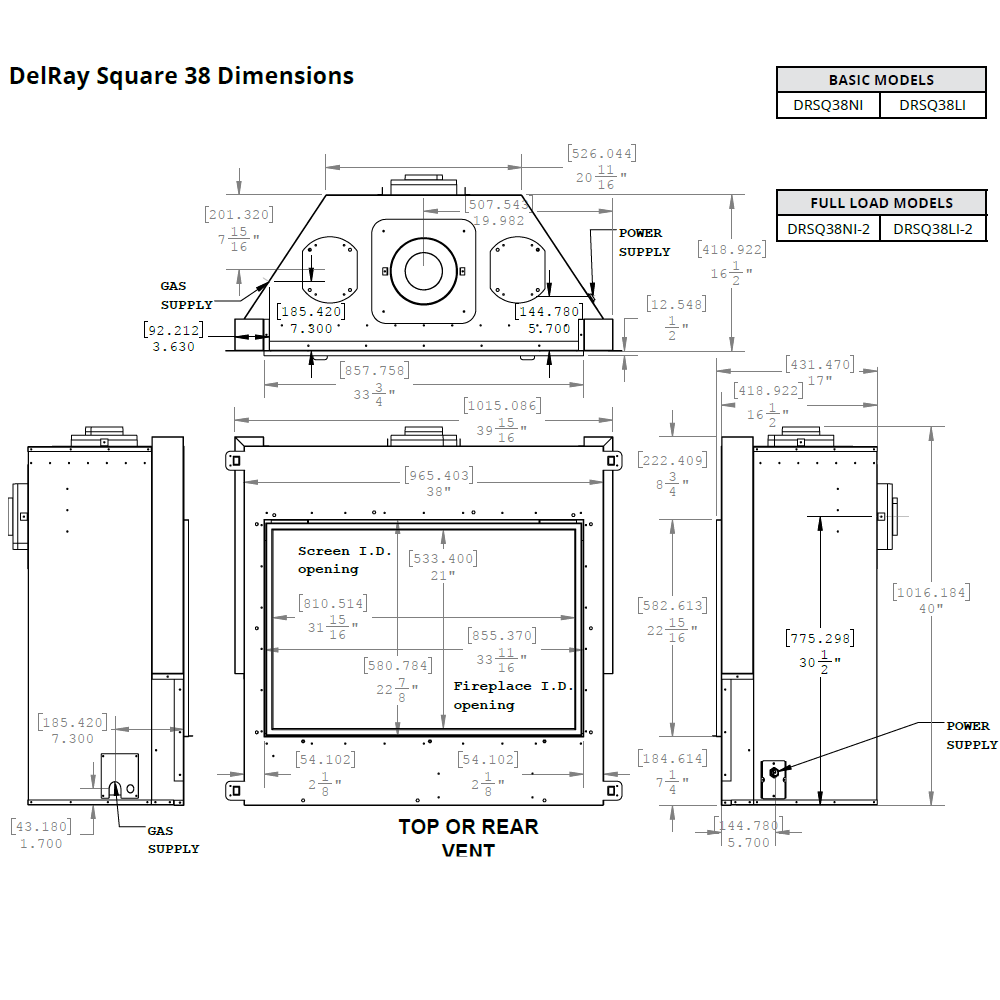 Montigo DelRay Full-Load 38 Square Direct-Vent Gas Fireplace - DRSQ38N ...
