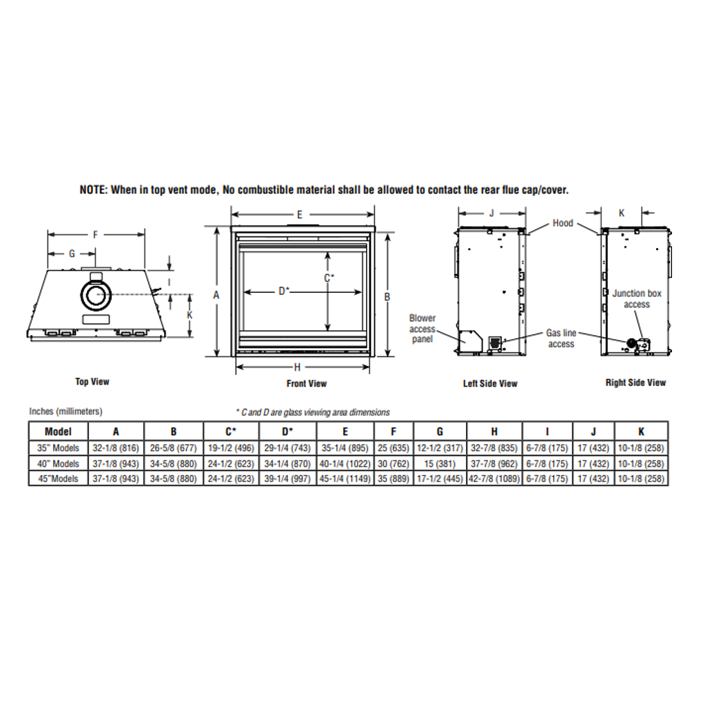 Superior 45 Inch Traditional Direct-Vent Gas Fireplace