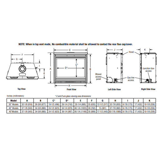 Superior 45 Inch Traditional Direct-Vent Gas Fireplace