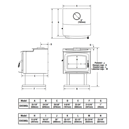 Iron Strike Grandview 230 Wood Burning Stove - GV230GL