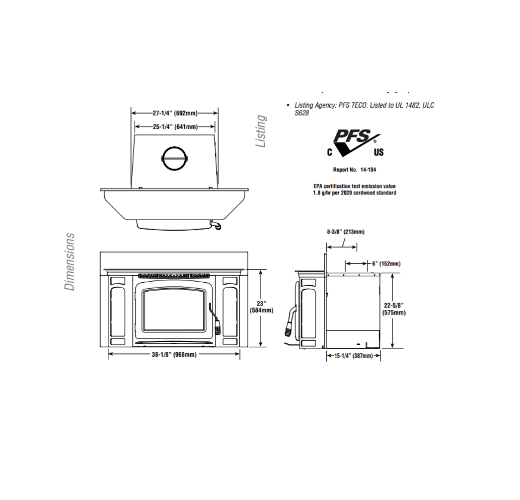 Iron Strike Montlake 300 Wood Burning Insert - ML300GL