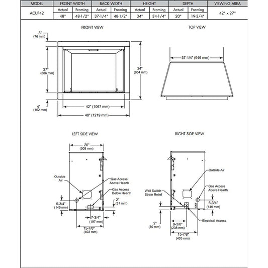 Monessen Attribute 42 Vent Free Firebox - ACUF42-BD