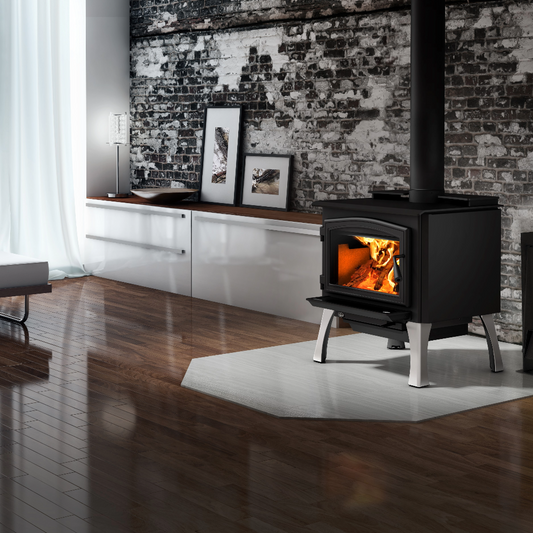 Osburn Brushed Nickel Cast Iron Straight Legs with Ash Drawer For the 2000 Wood Stove - OA10236
