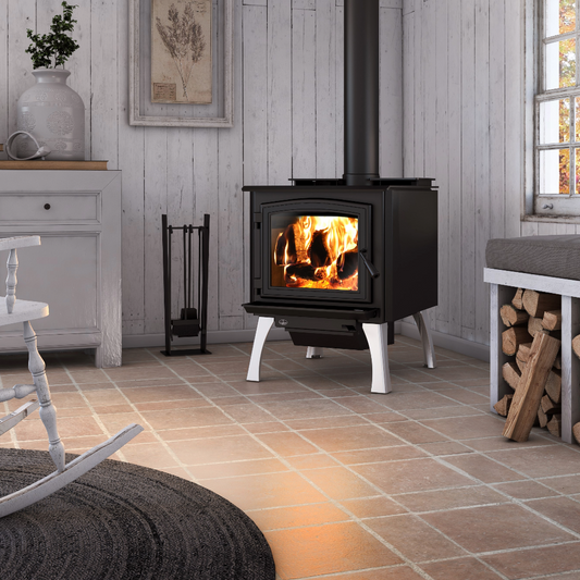 Osburn Brushed Nickel Cast Iron Straight Legs with Ash Drawer For the 2000 Wood Stove - OA10266