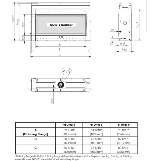 Napoleon See-Through Tall Linear Vector 50 with Luminous Logs Direct Vent Gas Fireplace