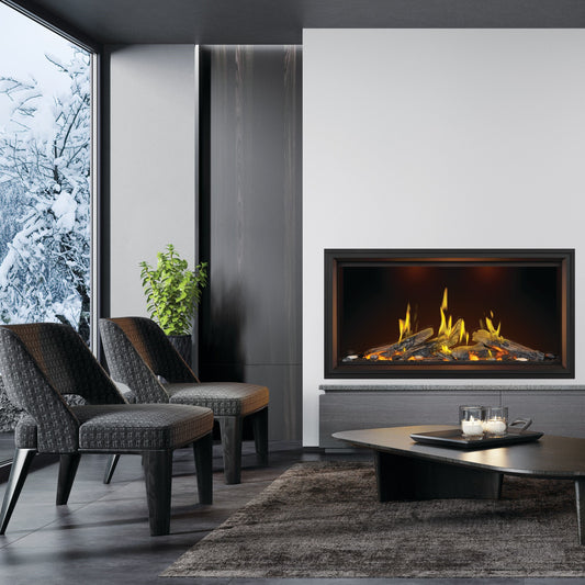 Napoleon Tall Linear Vector 50 with Luminous Logs Direct Vent Gas Fireplace - TLV50LN