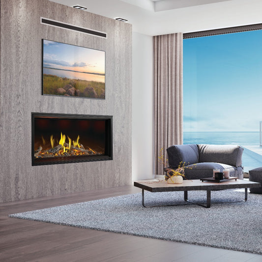 Napoleon Tall Linear Vector 62 with Luminous Logs Direct Vent Gas Fireplace - TLV62LN