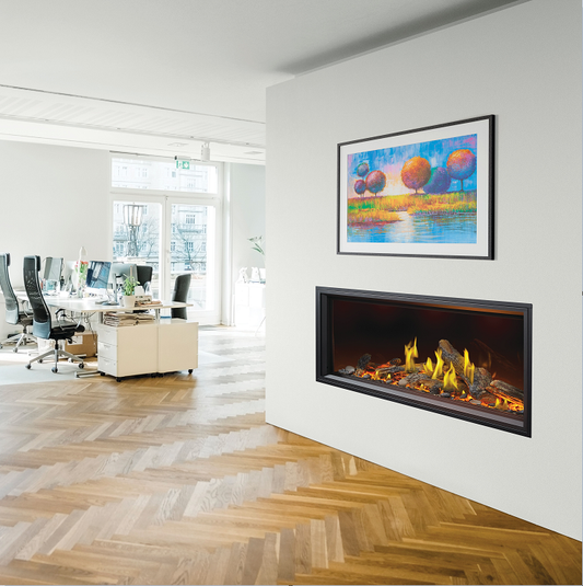 Napoleon Tall Linear Vector 62 with Luminous Logs Direct Vent Gas Fireplace - TLV62LN