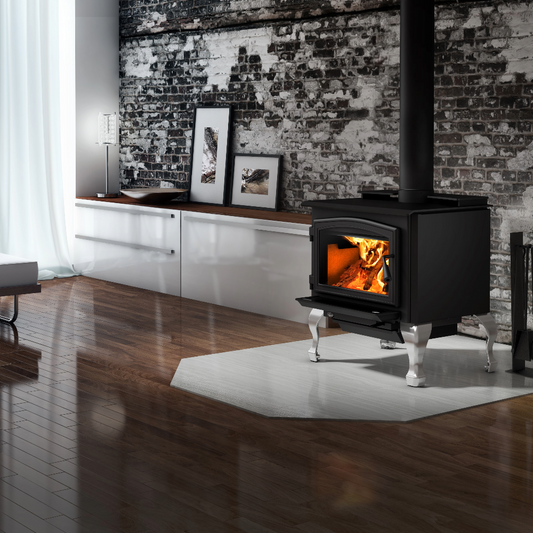 Osburn Brushed Nickel Cast Iron Traditional Legs with Ash Drawer For the 2000 Wood Stove - OA10228