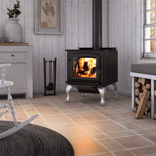 Osburn Brushed Nickel Cast Iron Traditional Legs with Ash Drawer For the 2000 Wood Stove - OA10264