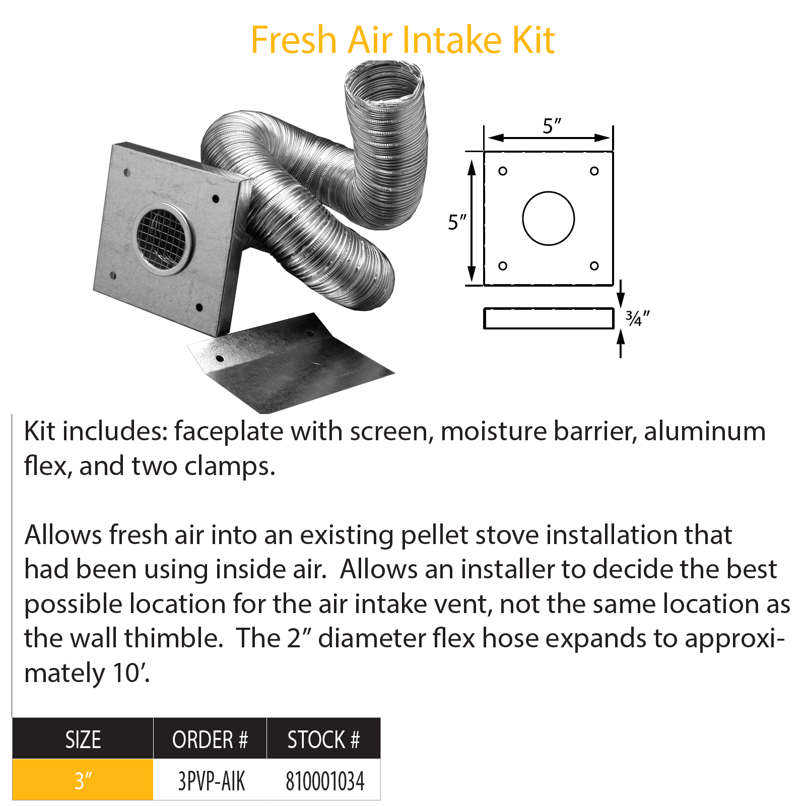 DuraVent Pellet Vent Pro 3" - 4" Fresh Air Intake Kit | 3PVP-AIK