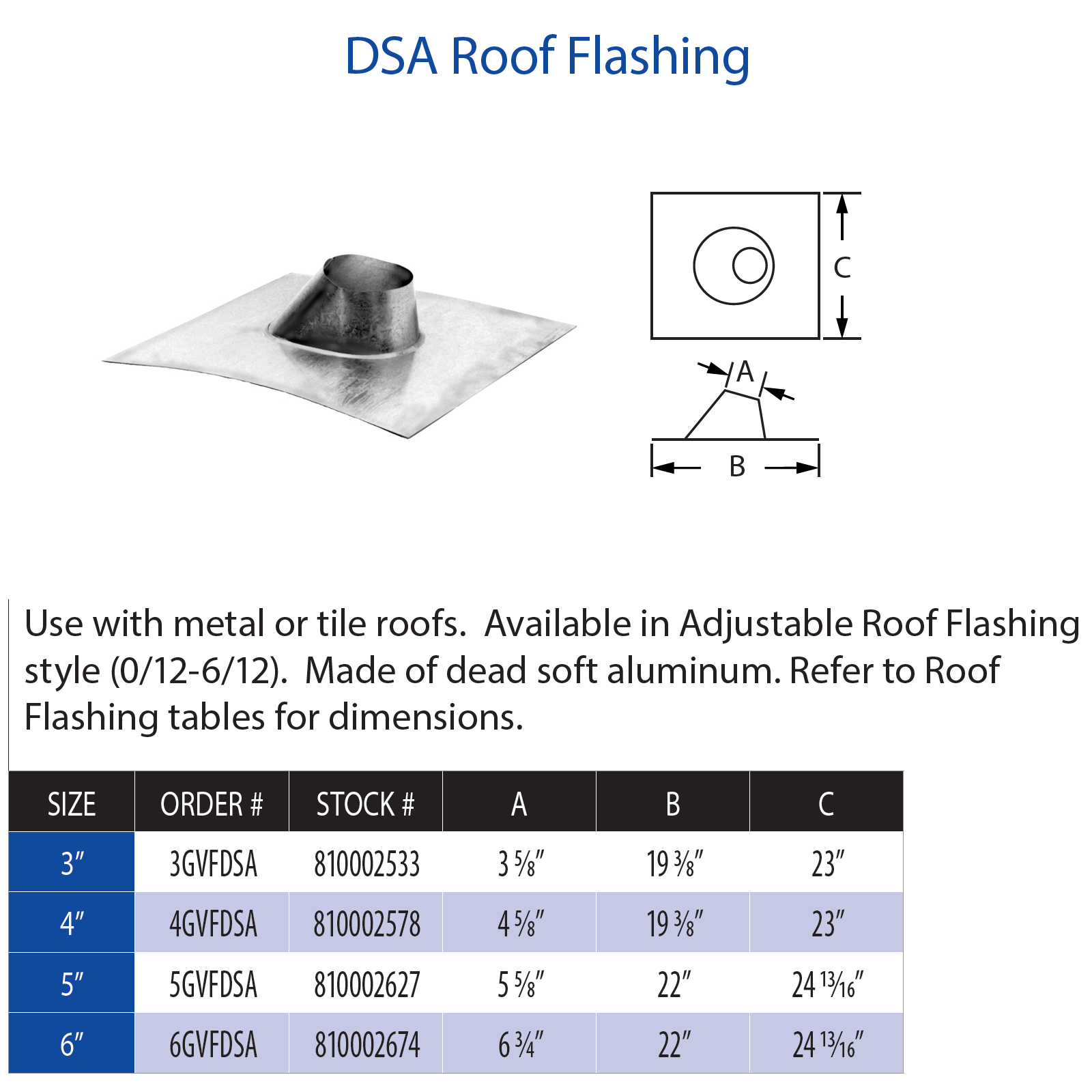 DuraVent Type B 4" DSA Roof Flashing | 4GVFDSA