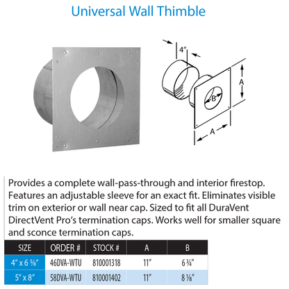 DuraVent DirectVent Pro Universal Wall Thimble | 46DVA-WTU