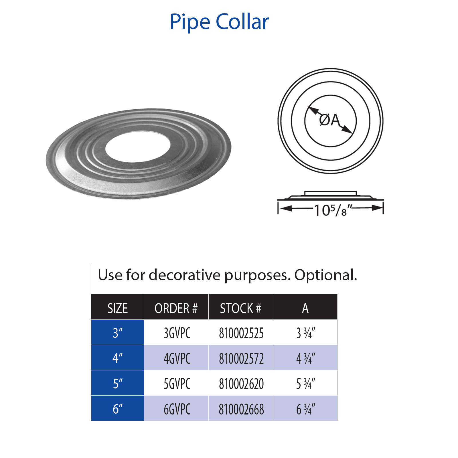 DuraVent Type B Pipe Collar | 3GVPC