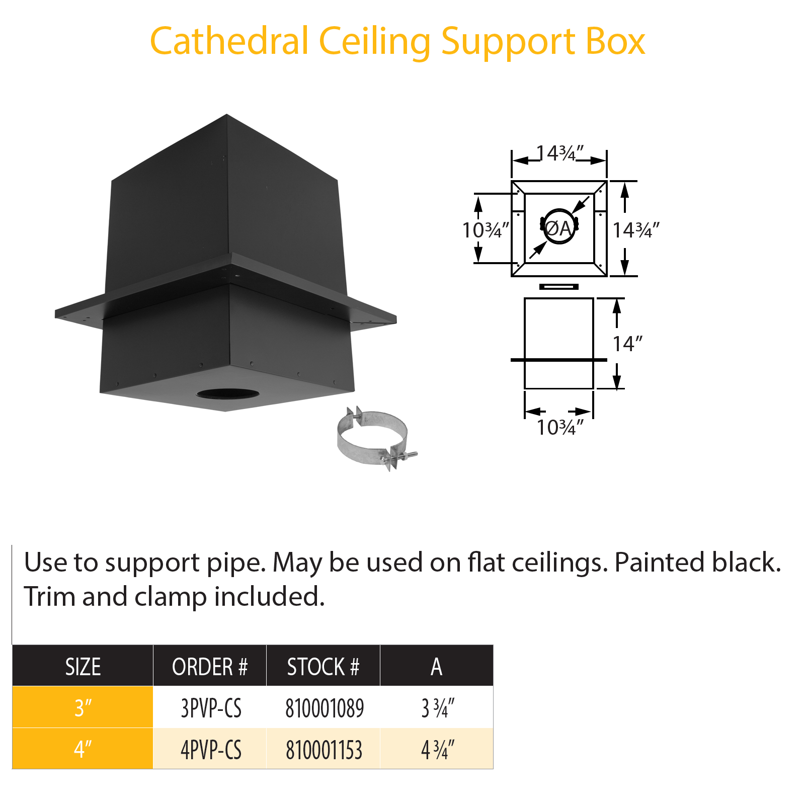 Duravent 3pvp Cs Pelletvent Pro Cathedral Ceiling Support Box 3