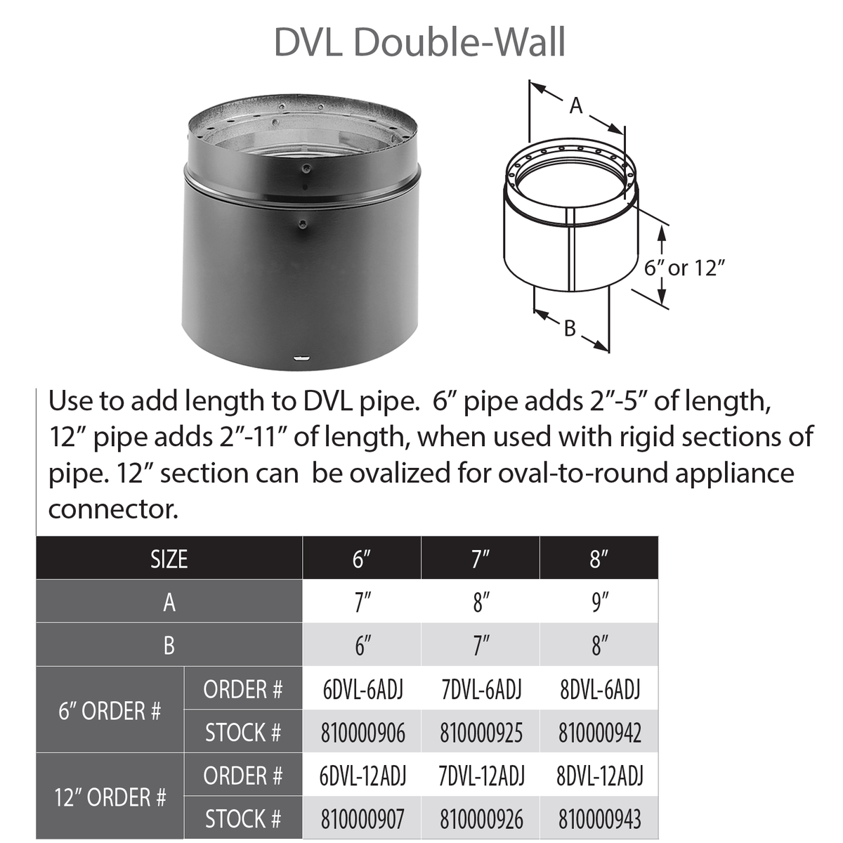 DuraVent DuraTech 6″x12″ Stainless Steel All Fuel Chimney Pipe DuraVent DuraTech 6″x12″ Stainless Steel All Fuel Chimney Pipe
