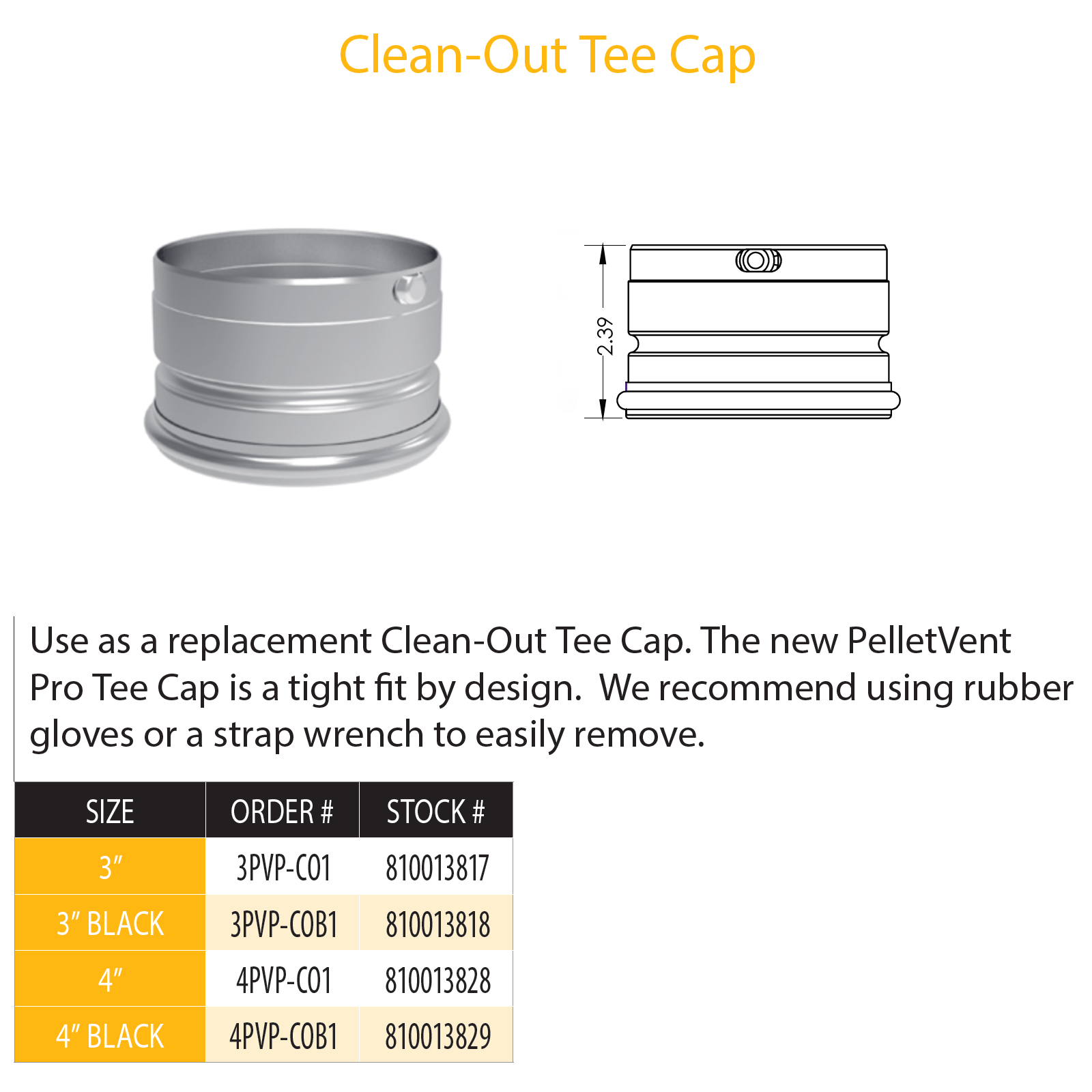DuraVent Pellet Vent Pro Clean-Out Tee Cap | 4PVP-CO1